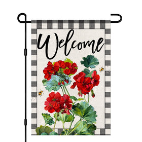 Decorhua Welcome Spring Summer Geranium flag 12x18 in yard decor for outdoor charm