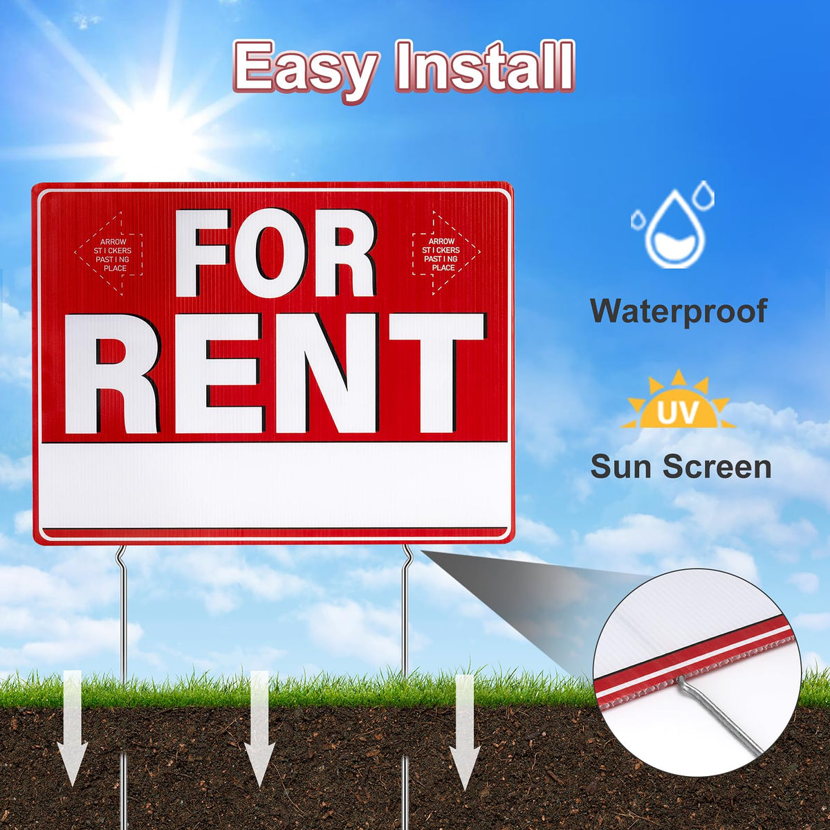 Decorniqu weather-proof plastic sign withstands outdoor elements for long-lasting use.