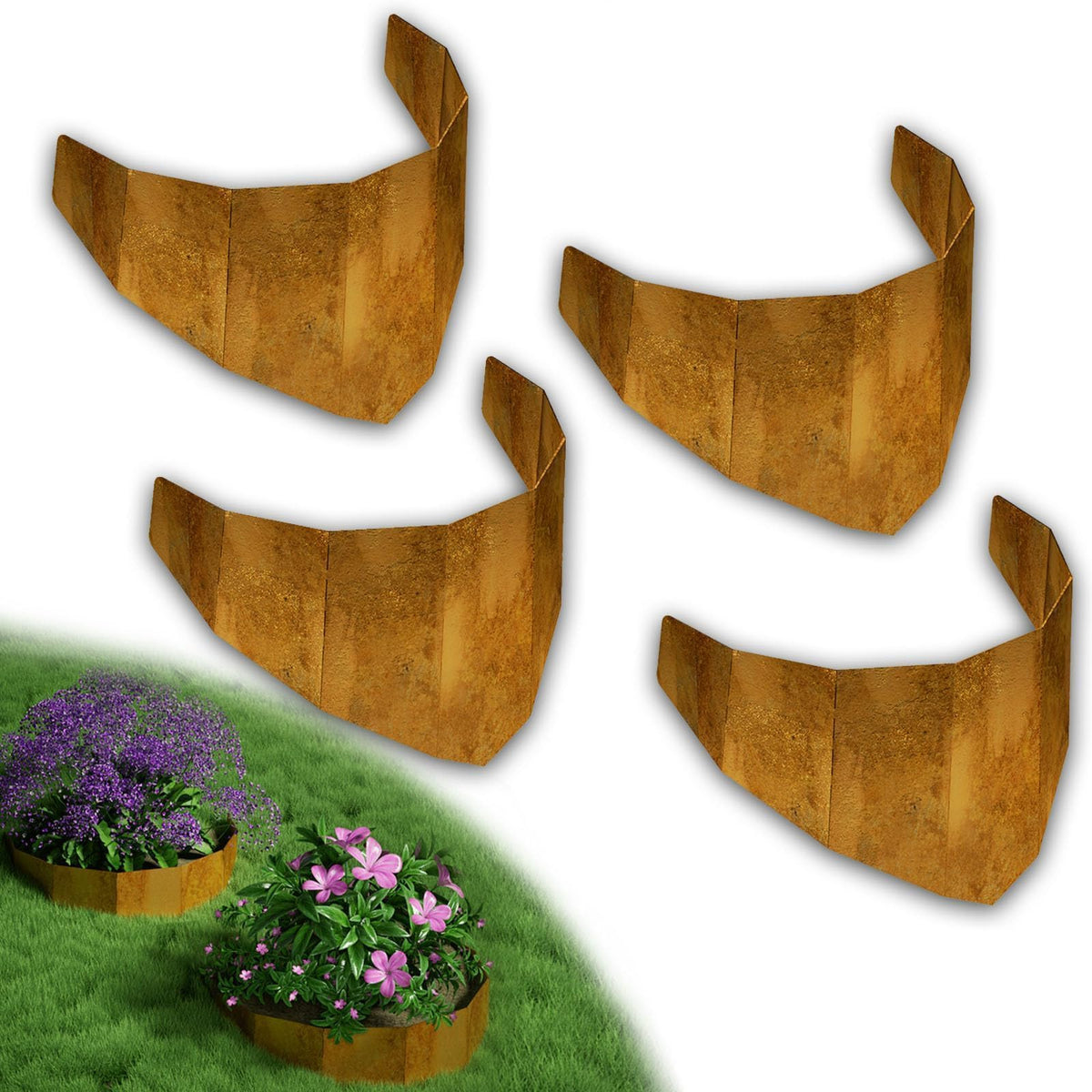 Decoroca Corten Steel Hillside Planter showing assembly for slope planting and stability