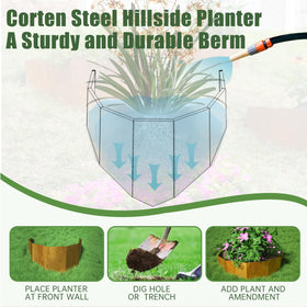 Decoroca Corten Steel Hillside Planter moisture-retention helps plants thrive on slopes