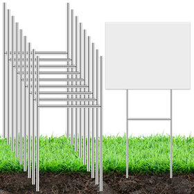 DECYOOL 12-pack H-shape silver yard stakes in-ground for secure corrugated signs