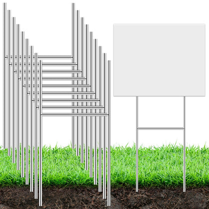 DECYOOL 12-pack H-shape silver yard stakes in-ground for secure corrugated signs