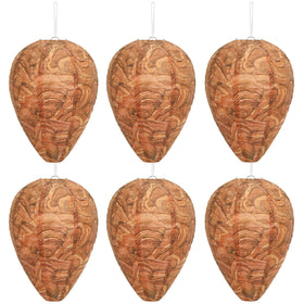 DECYOOL 6-pack wasp nest decoy hanging deters wasps by mimicking a rival hive, ideal for patios.