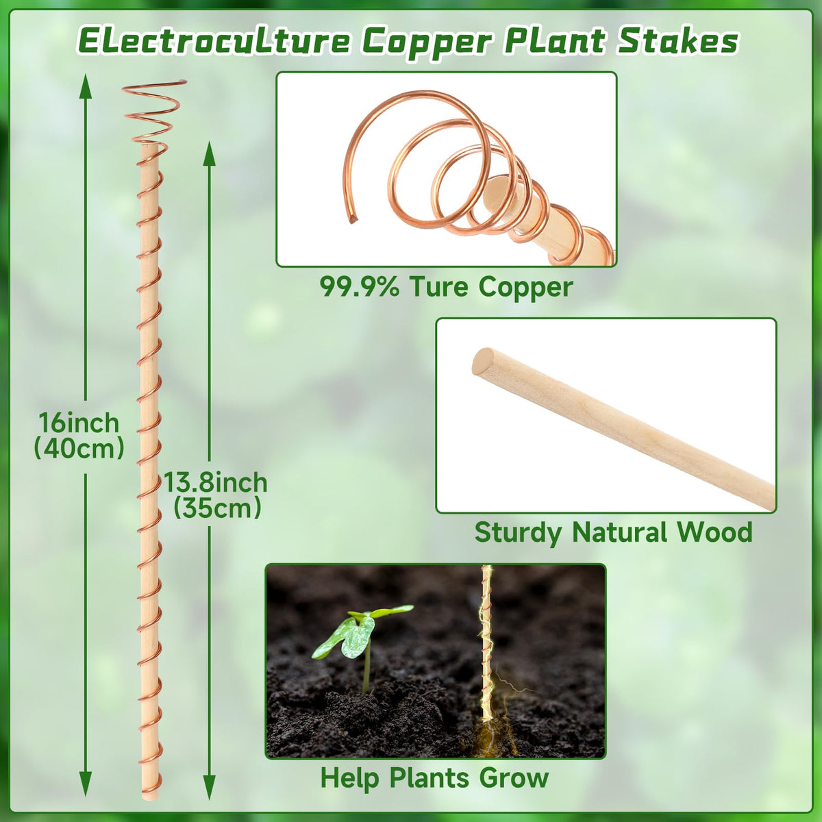 DECYOOL copper garden stake set 8 pack supports multiple plants and vigor.