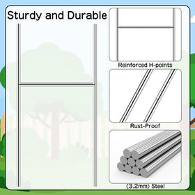 DECYOOL H-shape stake close-up showing rustproof galvanized steel durability outdoors