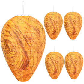 DECYOOL mini-size orange hanging paper wasp nest deters nearby wasps through mimicry