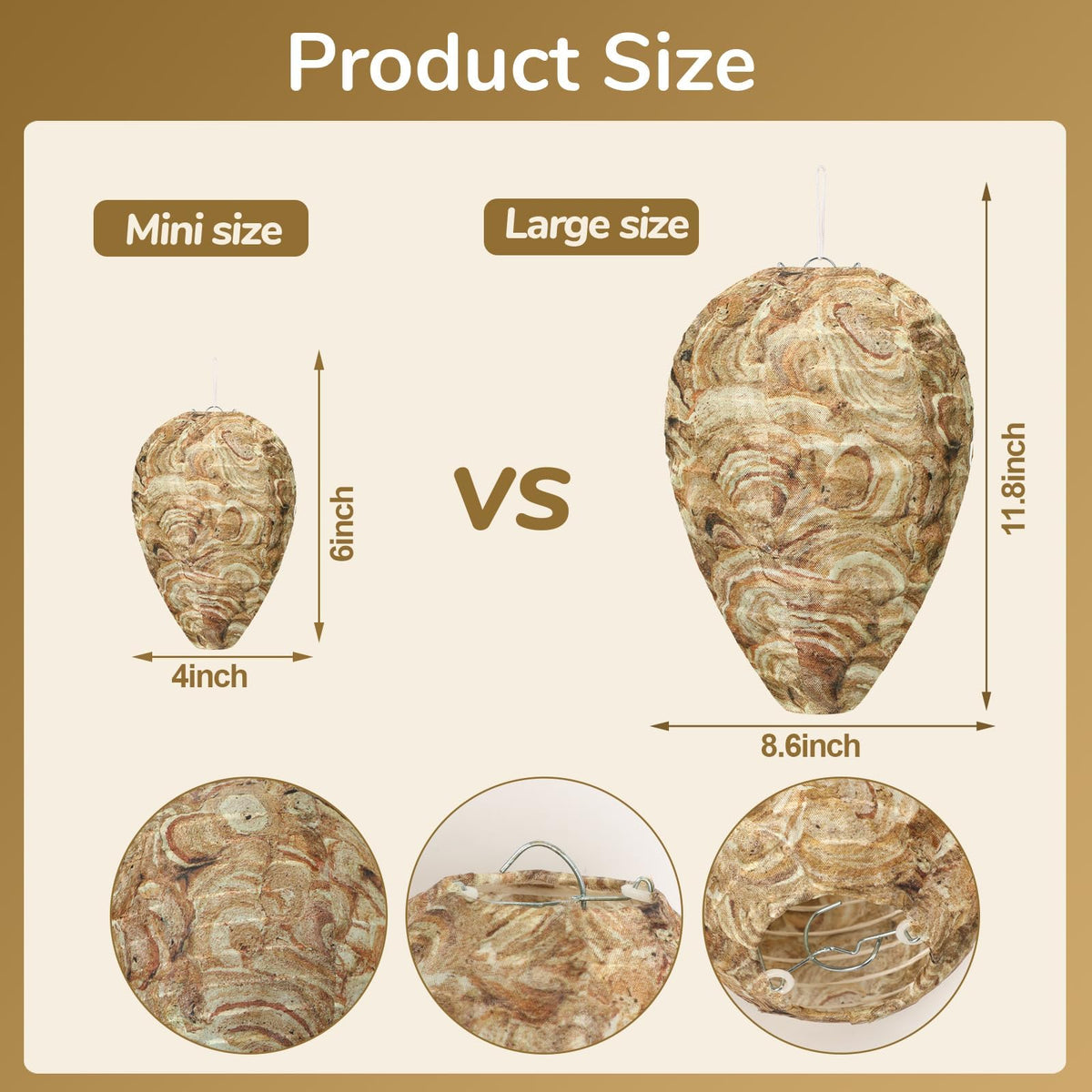 DECYOOL compact brown mini wasp nest decoy hanging for easy outdoor use.