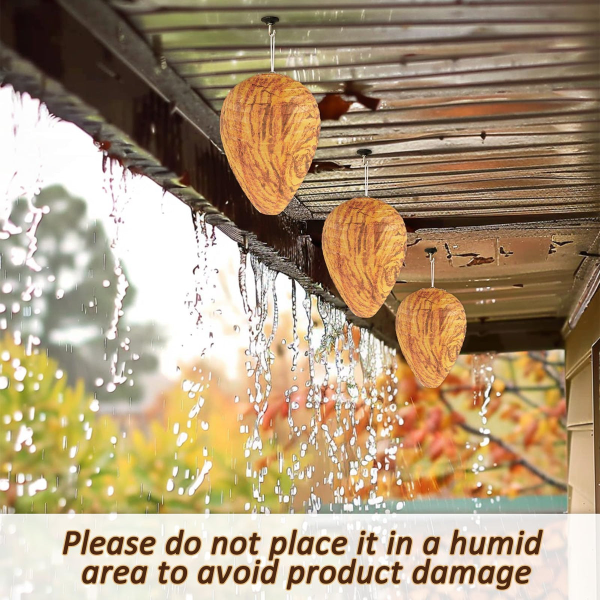 DECYOOL orange paper wasp nest decoy on deck improves outdoor safety
