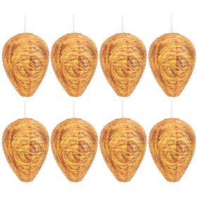 DECYOOL orange paper wasp nest decoy hanging to deter wasps in outdoor spaces