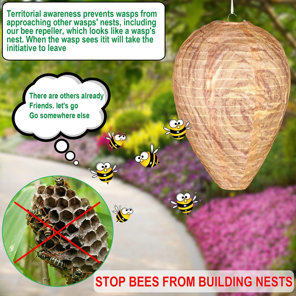 DECYOOL water-repellent wasp nest decoy resists rain and wind