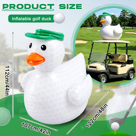 Deekin golf duck inflatable with green hat adds playful yard or pool charm