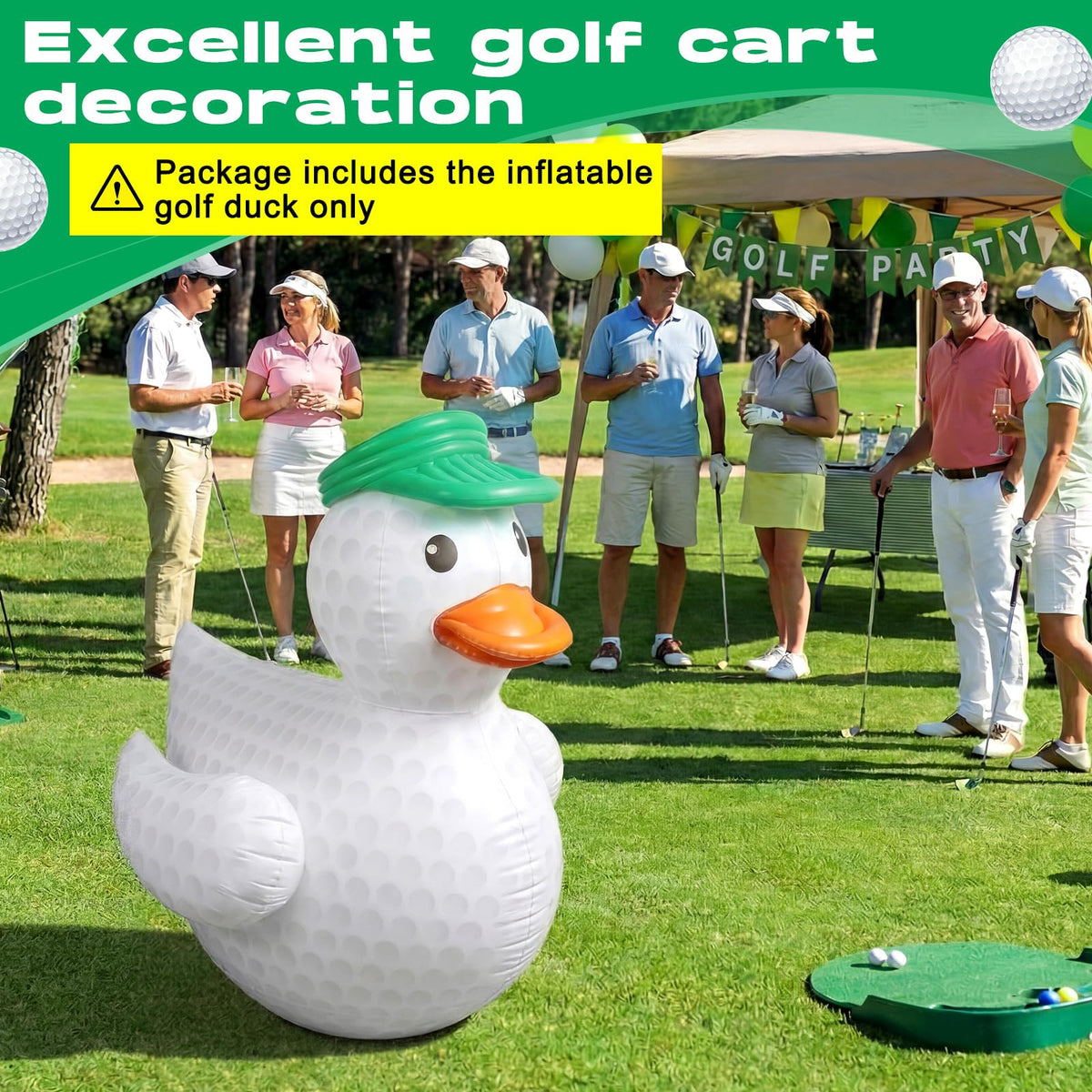 Deekin durable PVC construction keeps this golf duck resilient outdoors
