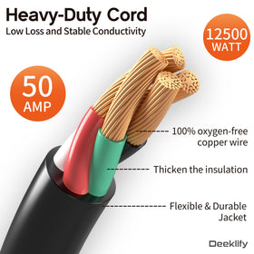 Deeklify pure copper conductors enhance efficient power transfer for RV and generator use.