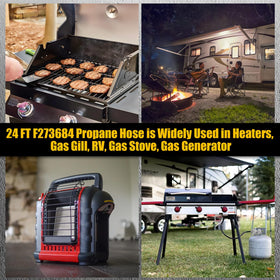 DEEKOOL gas stove and generator use shown with safe propane hose