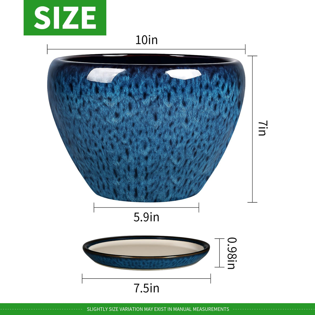 Deep Dream ceramic planter showing drainage hole for healthy plant roots