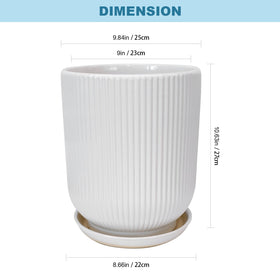 Tall 10-inch pot supports growing plants and re-potting.