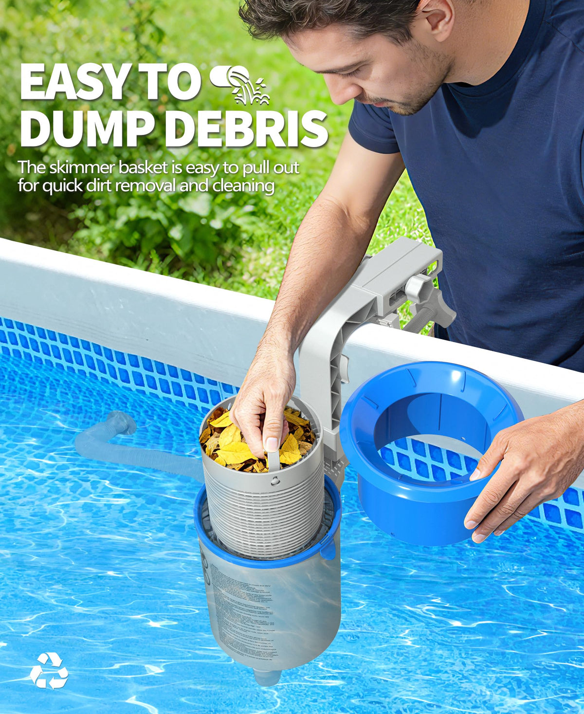 DeeprClean easy-setup above-ground skimmer for inflatable and metal-frame pools