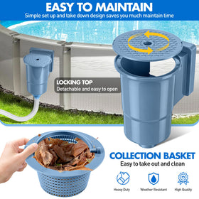 DeeprClean skimmer basket removable for easy debris removal and quick cleaning.