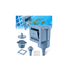 DeeprClean through-wall skimmer front view, showcasing compact design for standard pool openings.
