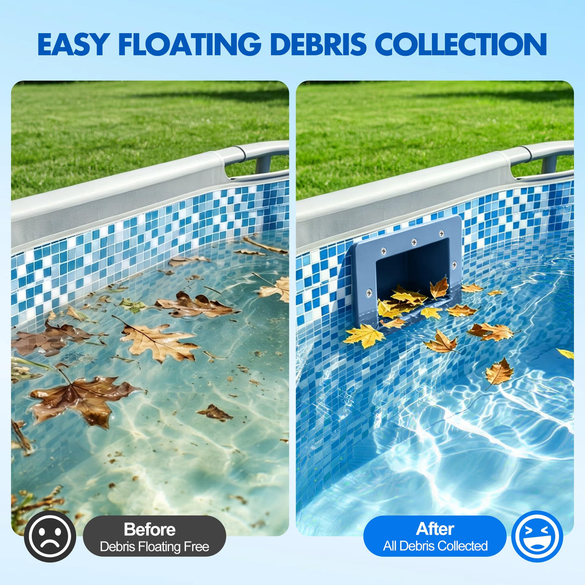 DeeprClean through-wall skimmer installed on wall demonstrating universal compatibility.