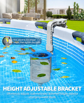 DeeprClean wall-mount skimmer with two brackets fits diverse pool walls