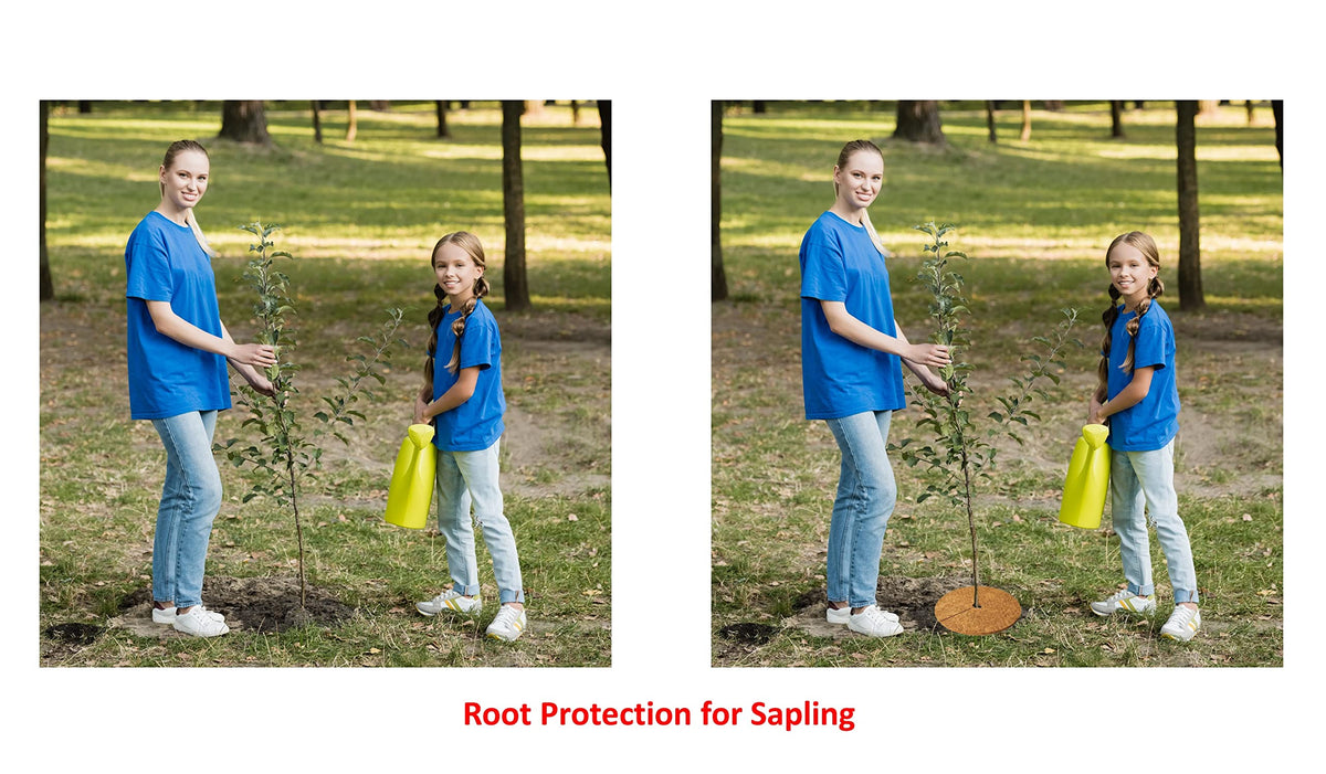 Deepthi center-slit mat easily fits around tree trunks and stems
