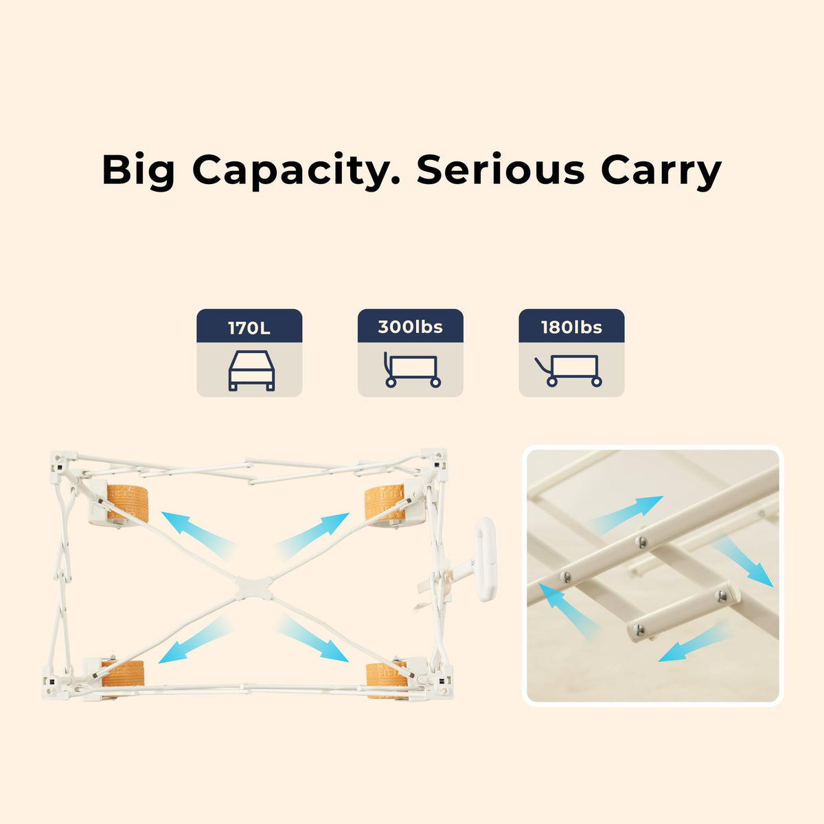 DEER LAND Beach Wagon easy-pull design supports relaxed movements