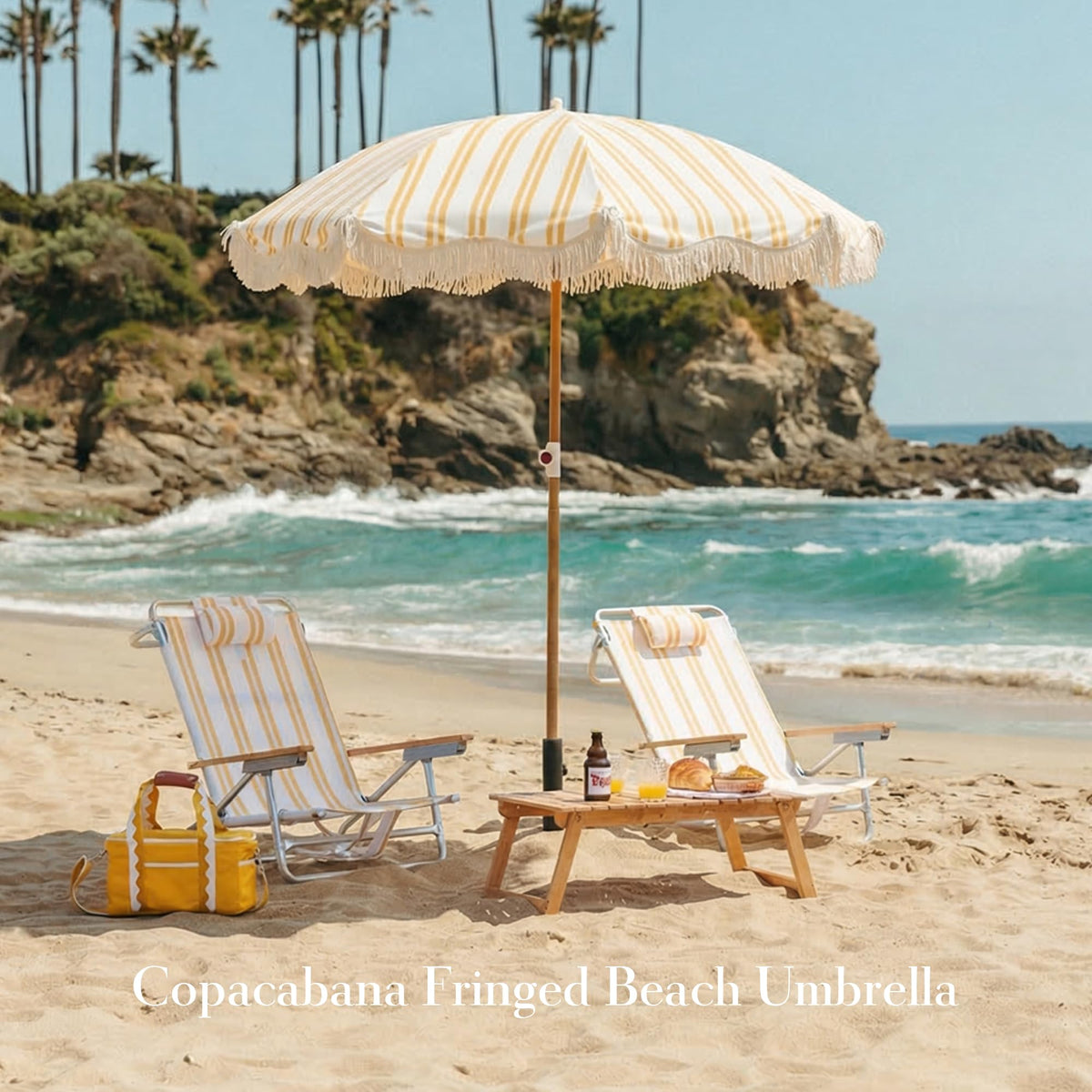 DEER LAND sand anchor system keeps the umbrella steady on soft sand