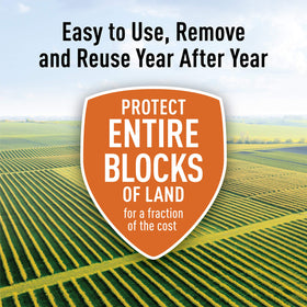 Deer Stopper PLOTSAVER system enables 30-day reapplication on outdoor plots.