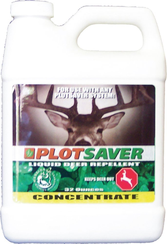 Deer Stopper PLOTSAVER quart bottle deters deer from food plots.