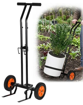 Deerift caddy works indoors and outdoors for plant care and seasonal rearrangements.