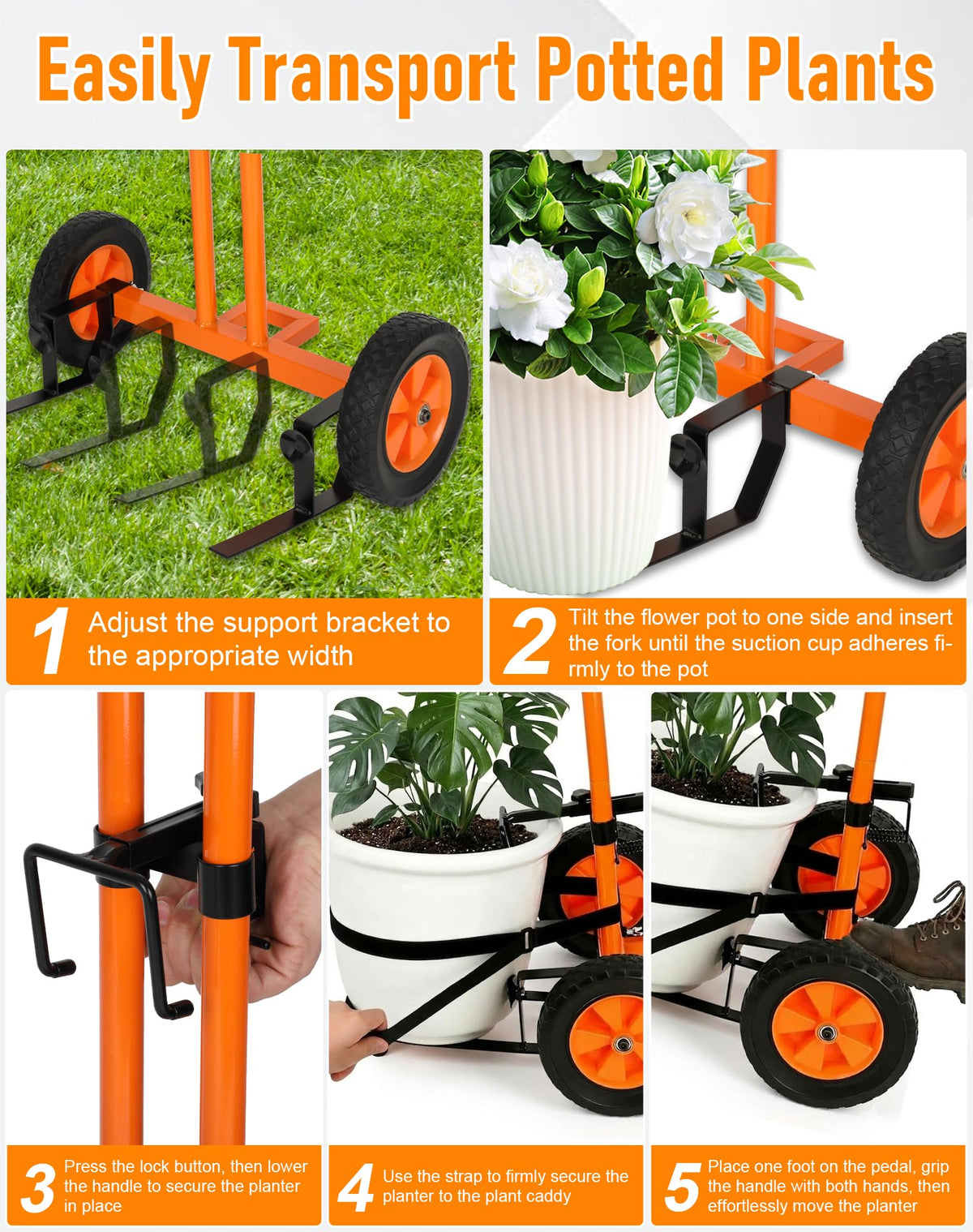 Deerift width-adjustable base and lifting forks fit a range of pot sizes