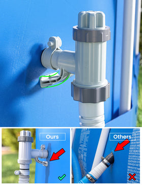 Close-up of Deeroll Valve Plus showing 1/4 inch hose connection and pipe holder