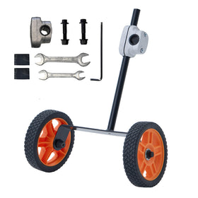 Deesucc 7-inch wheel attachment, front view, stabilizes mowing on uneven terrain.
