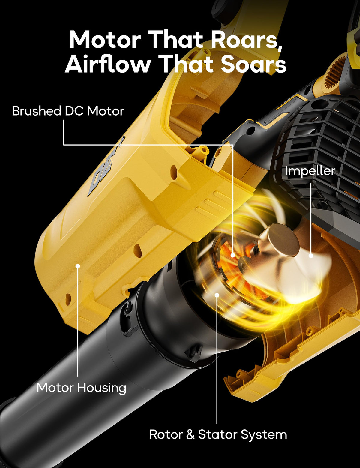 DeForce blower with 4-position adjustable handle for ergonomic comfort