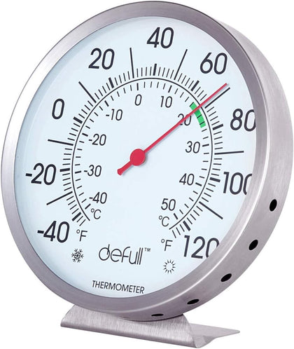 Defull 5-inch thermometer display for easy indoor and outdoor readings.