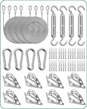 DEFUNX Sun Sail Hardware Kit showcased for outdoor shade installation on a deck.