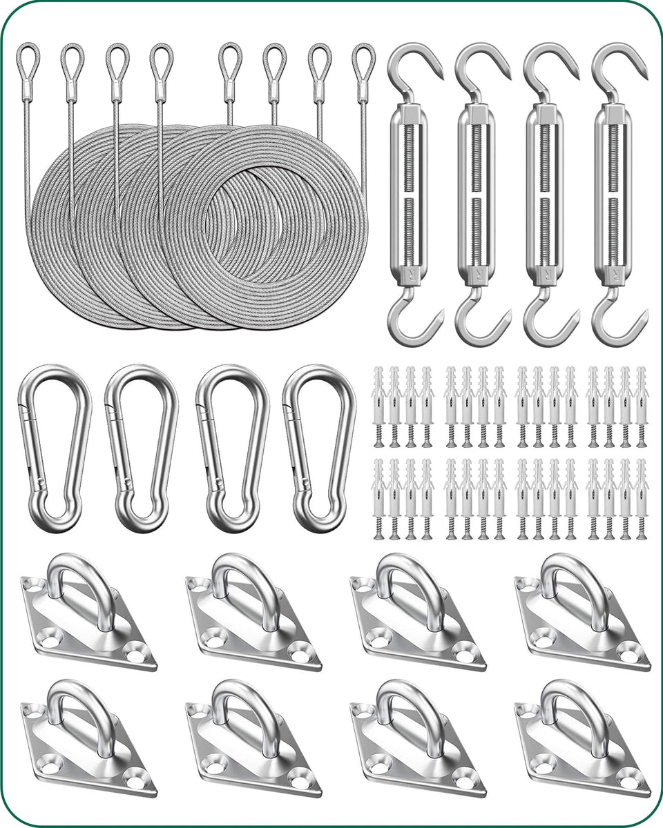 DEFUNX Sun Sail Hardware Kit showcased for outdoor shade installation on a deck.