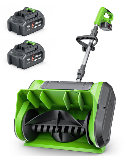 DEGGE electric cordless snow shovel with battery pack for extended runtime.
