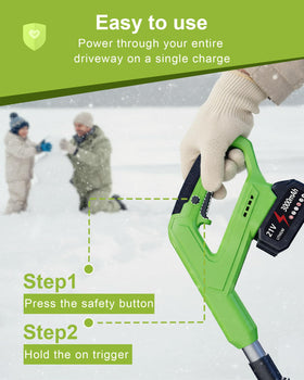 DEGGE battery snow shovel clears driveways and sidewalks efficiently.
