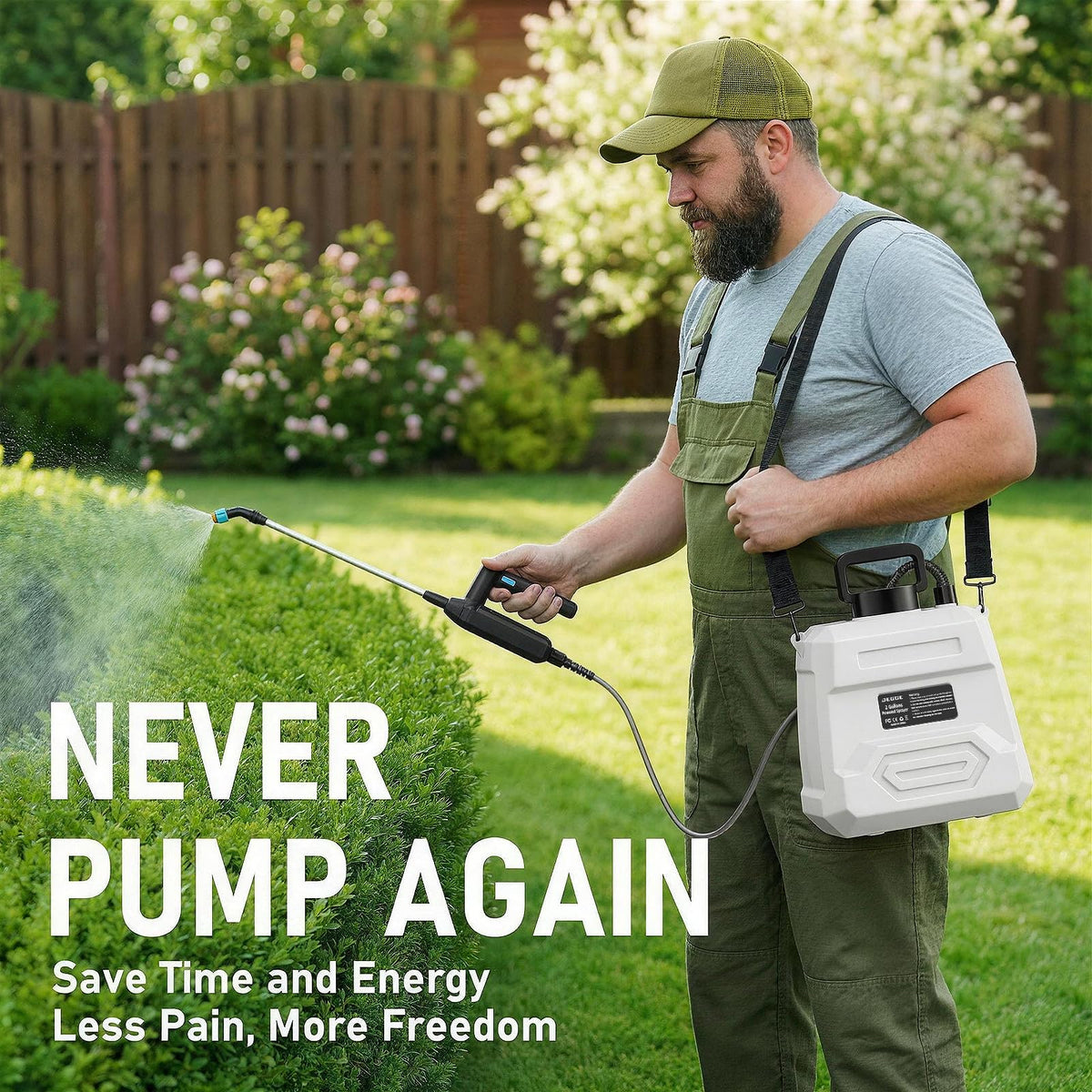 DEGGE sprayer with 5 nozzles for versatile weed control and fertilizing.