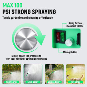 43 inch telescoping wand reaches high and tight spots on Dehyteco sprayer
