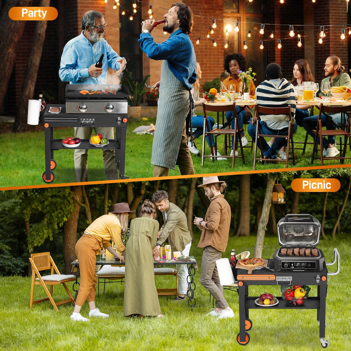 DeintYei grill cart large work surface fits 17 and 22 inch griddles