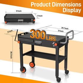 DeintYei grill cart open and ready on a spacious cooking surface