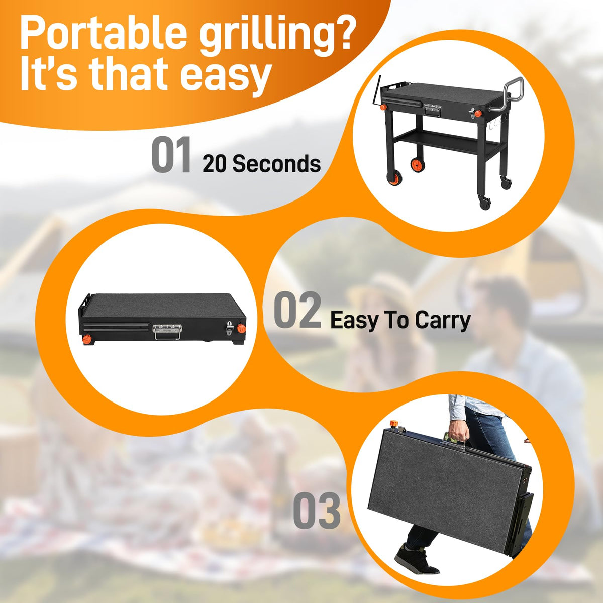 DeintYei grill cart wheels and lockable casters for stable placement