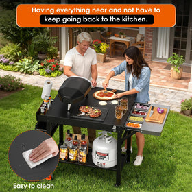 DeintYei pizza oven table wheels—easy mobility across patios and decks.