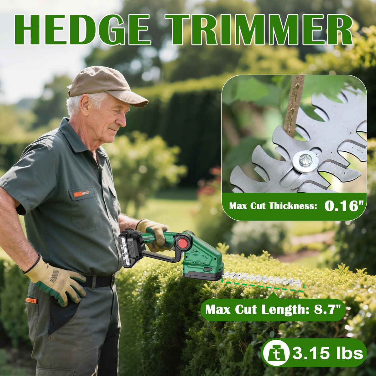 DEJUNPIOOL 3000mAh batteries support extended pruning sessions.