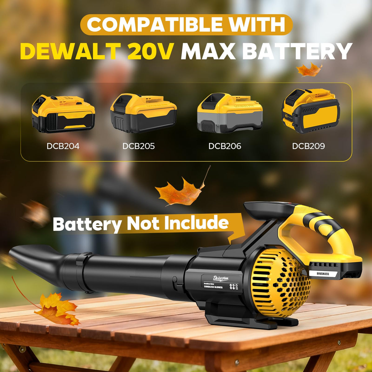 DEJUNPIOOL cordless blower with smart display shows real time battery and speed status