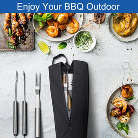 Delixike grilling bags backpack folded, demonstrating compact travel storage.