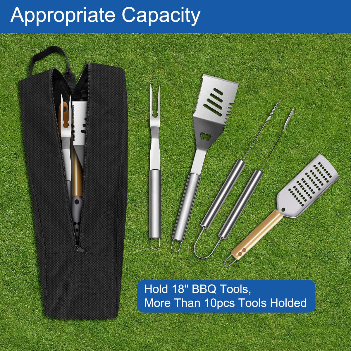 Delixike grilling bags backpack open, ready to organize grill tools during camping trips.